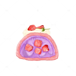 紫色小清新麻薯奶酪包美食手绘图