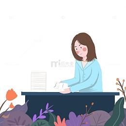 蓝色温馨课桌节日教师手绘图