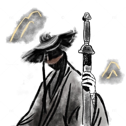 水墨风侠客人物手绘图