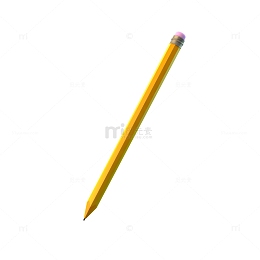 3D插画素材开学季铅笔写字