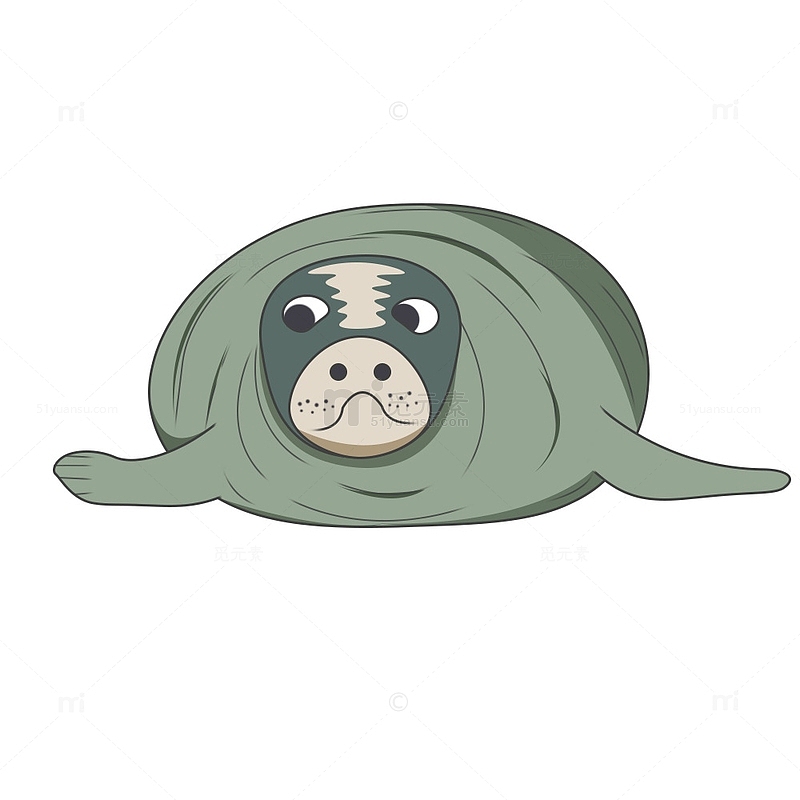 绿色卡通动物海豹