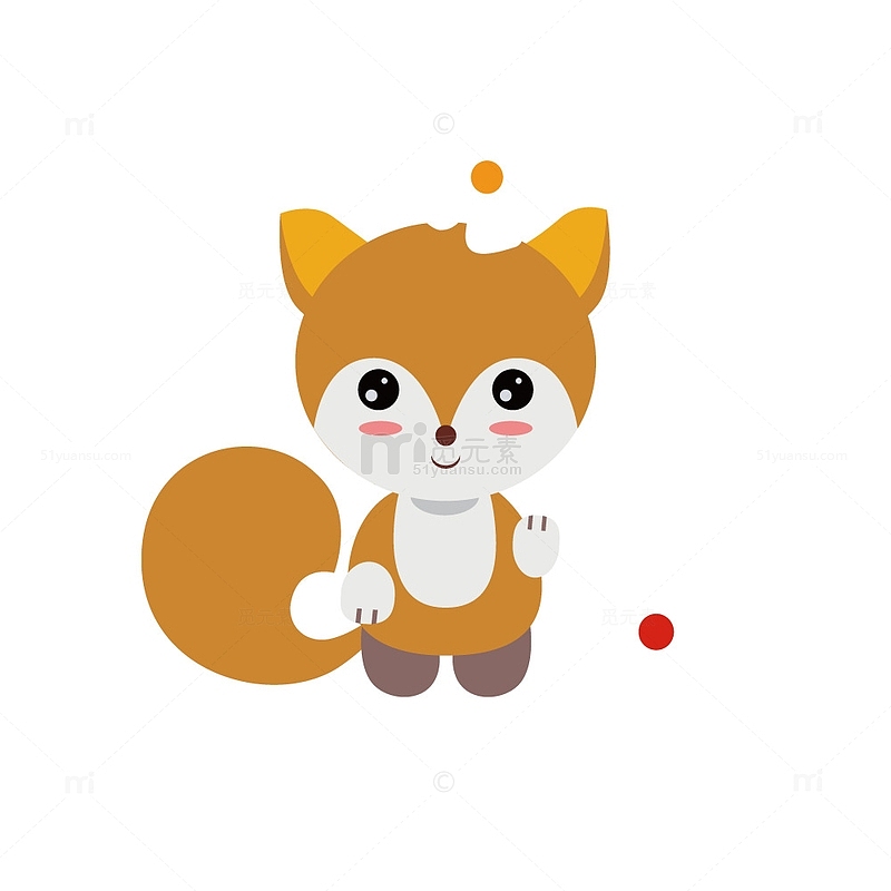 橘色小动物 扁平卡通 小松鼠 可爱简笔