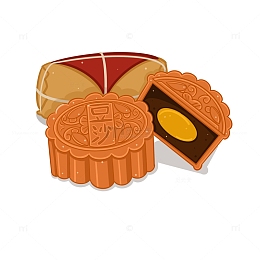 手绘中秋月饼豆沙月饼