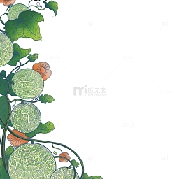 绿色手绘新疆哈密瓜元素