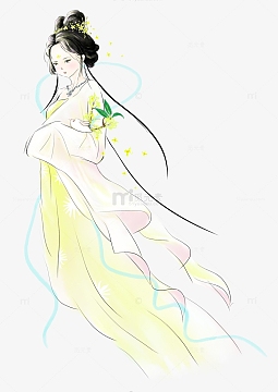 小清新古风嫦娥中秋节手绘人物