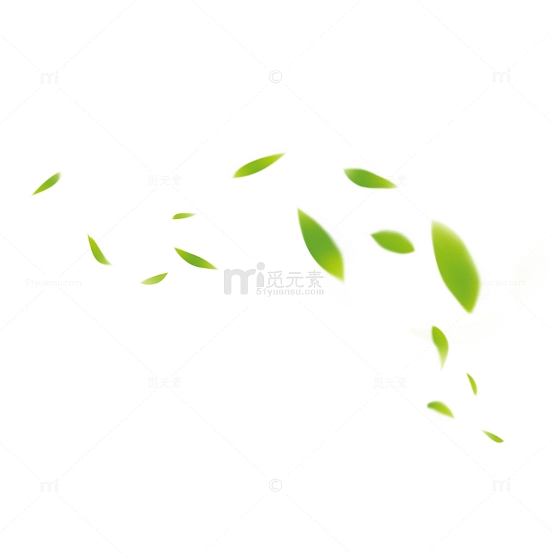 绿色漂浮叶子装饰元素飘落的绿叶