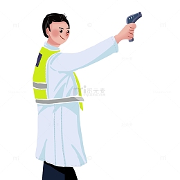 疫情期间医护人员测体温手绘元素