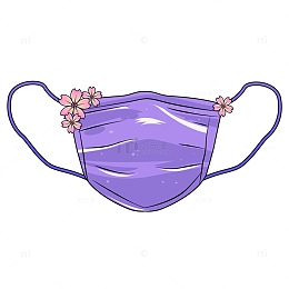 手绘紫色卡通口罩疫情防护