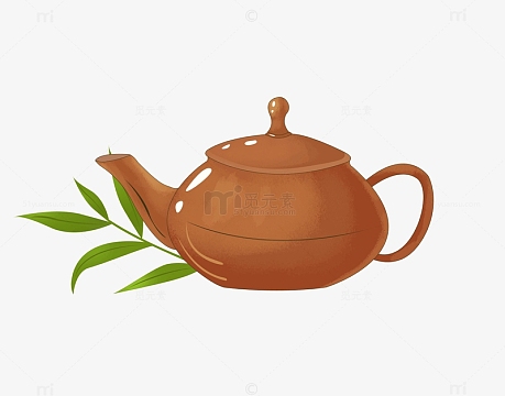 棕色茶壶复古手绘元素