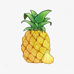 黄色 水果 菠萝 手绘 插画