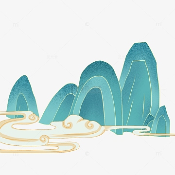 国风青山祥云素材