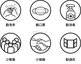 卡通风防疫措施图标元素