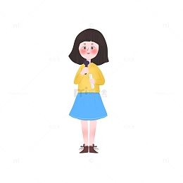 手绘卡通女学生主持会议