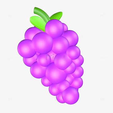 紫色卡通葡萄3d立体美食c4d建模元素