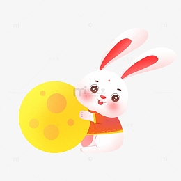 中秋抱着月亮的兔子