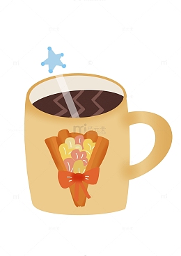 黄色咖啡杯元素