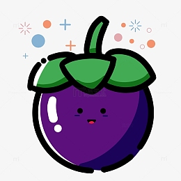 mbe风格手绘元素美味水果紫色山竹