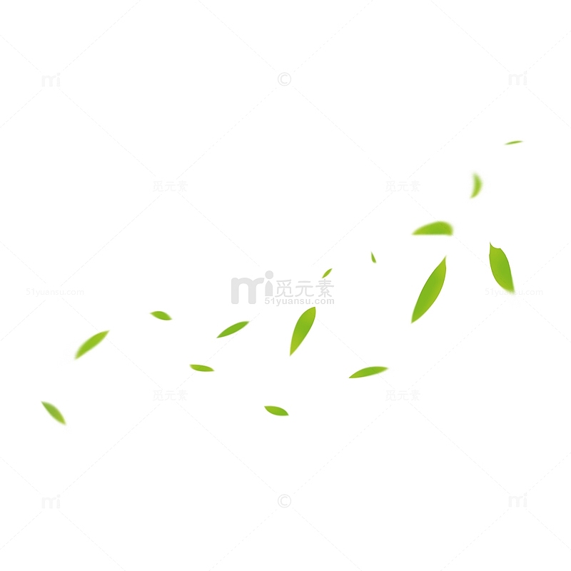 绿色漂浮叶子飘落的绿叶装饰元素
