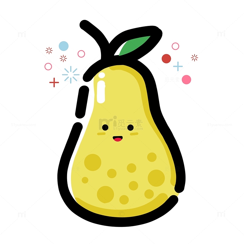 mbe风格手绘元素美味水果黄色的梨