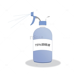 蓝色卡通消毒酒精