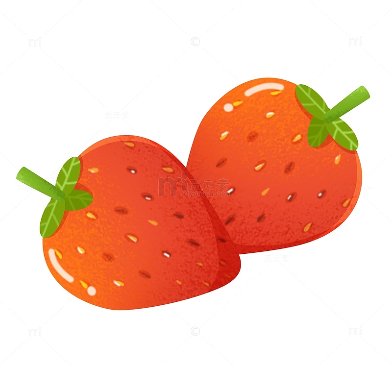 手绘草莓水果免扣元素