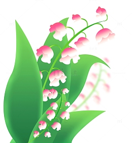 小清新绿色铃兰花装饰手绘植物