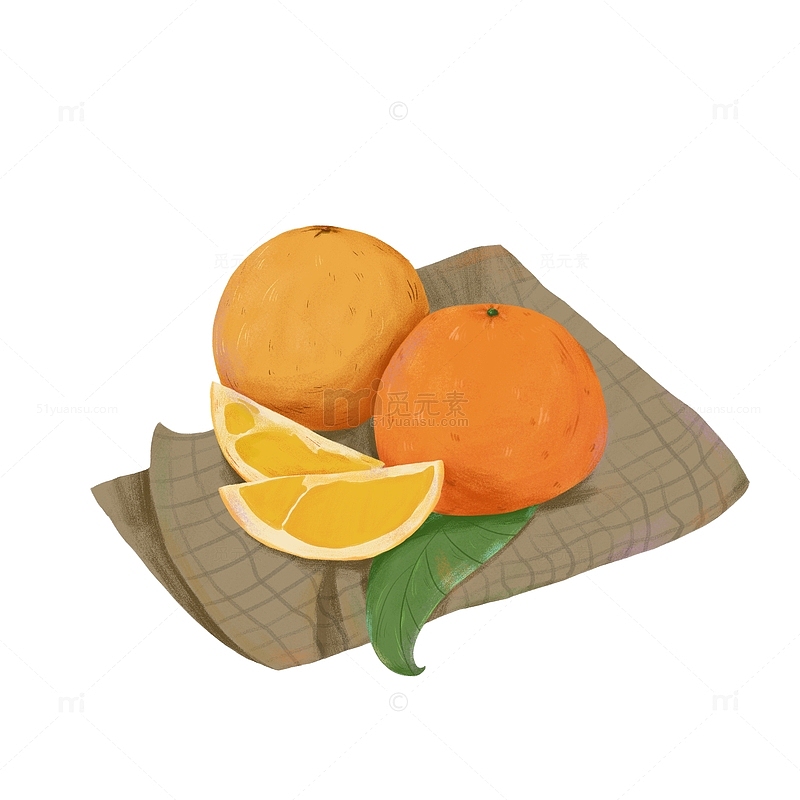 橙色手绘风水果橘子