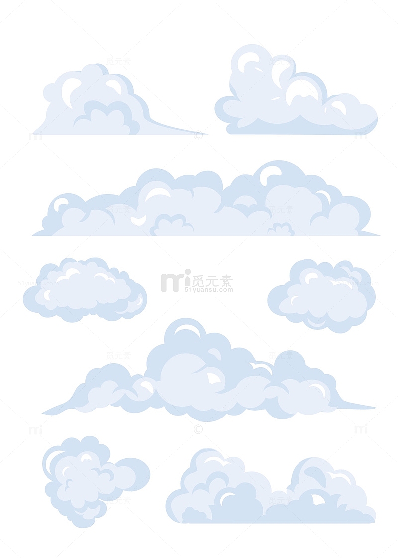 卡通可爱蓝天白云云朵装饰插画