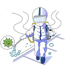 蓝白疫情抗疫加油大白医护人员防疫手绘人物