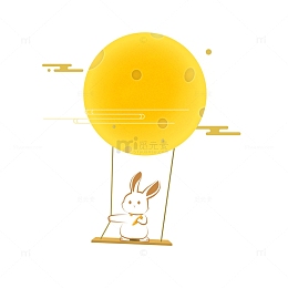 手绘中秋月亮兔子