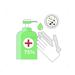 新冠疫情防护勤洗手病毒手绘元素