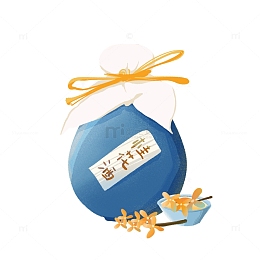 手绘桂花酒坛子中秋节元素插图