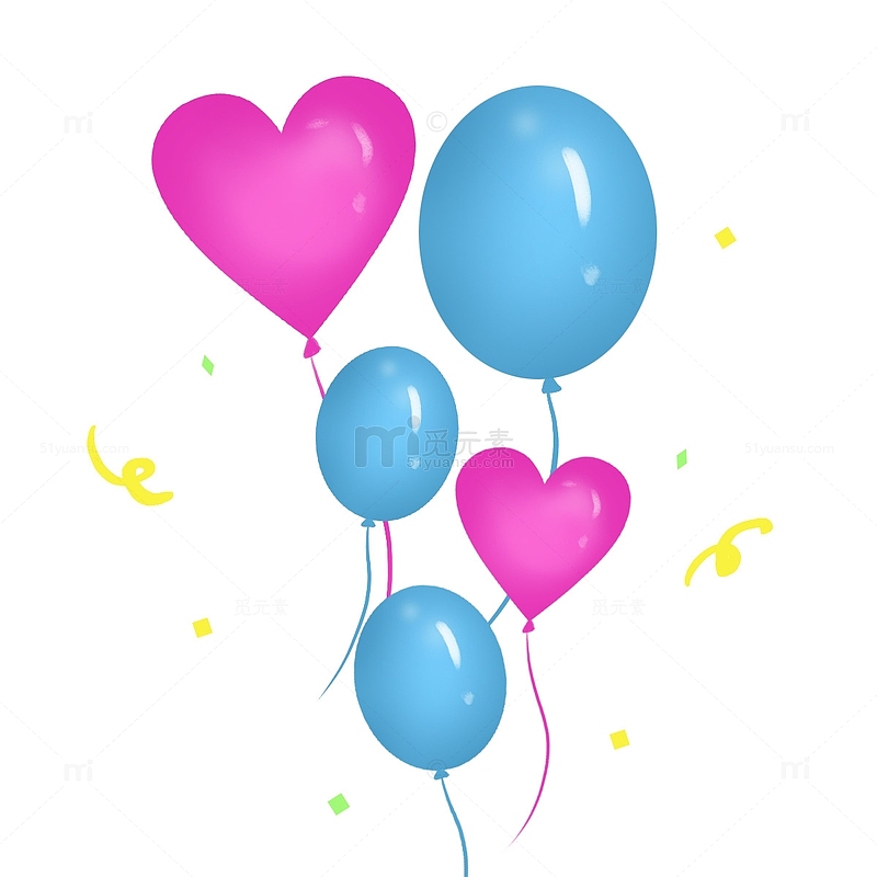 彩色爱心气球庆祝节日儿童开学生日手绘