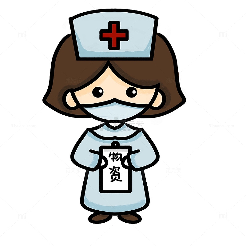 疫情防护护士医护人员手绘卡通元素