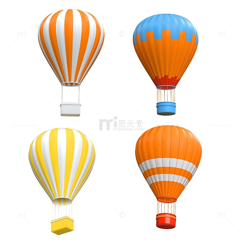 C4D立体热气球