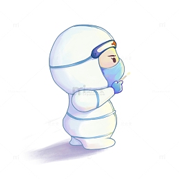 疫情护士防护服做核酸Q版小人手绘插画