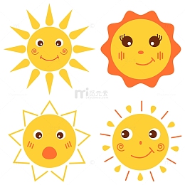 手绘卡通太阳公公表情矢量元素