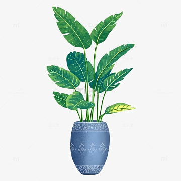 绿色清新绿植春夏手绘图