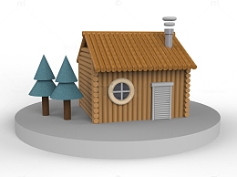 卡通3D立体小木屋