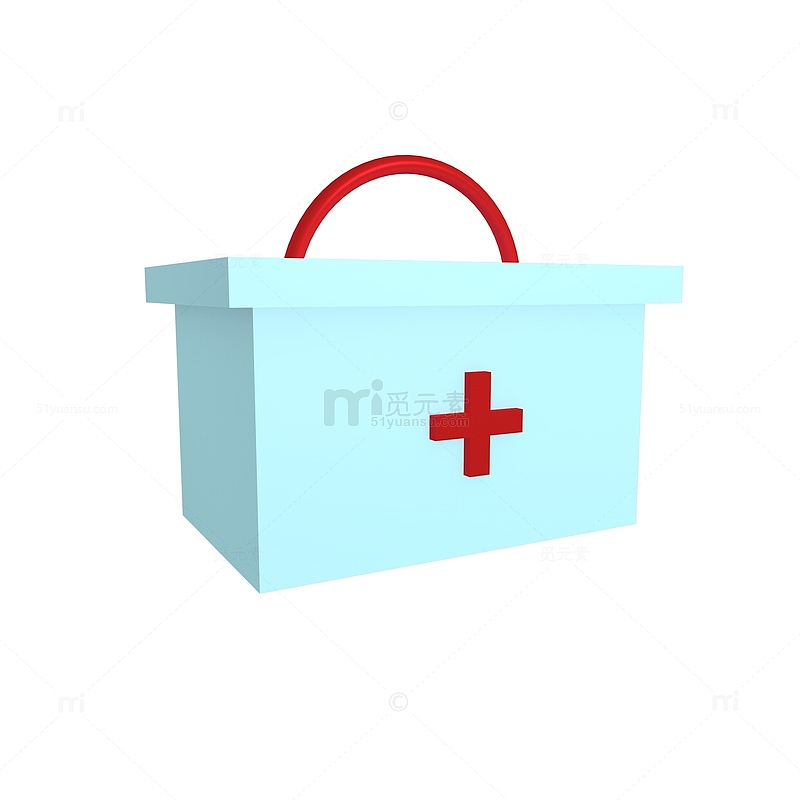 3D立体蓝色红十字医疗箱