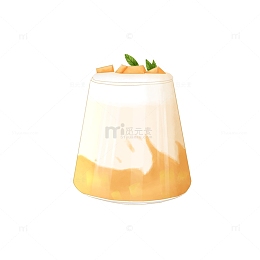 芒果奶昔饮品水彩手绘元素