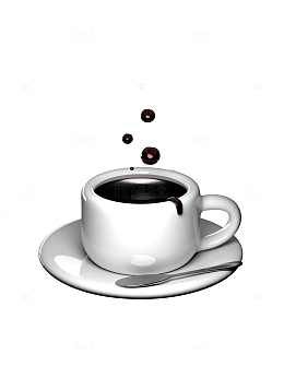 白色 咖啡杯马克杯 3d C4D立体元素