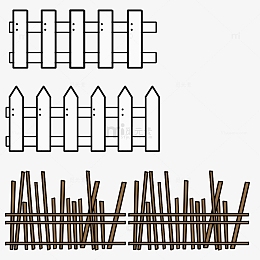卡通田园小栅栏护栏手绘图