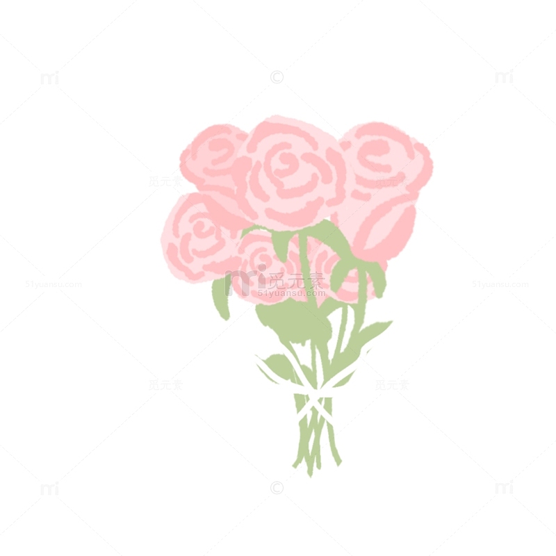 粉红色元素粉色玫瑰花七夕玫瑰教师节手绘图