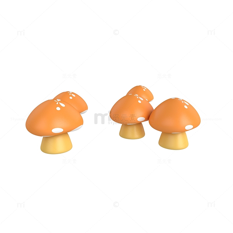 卡通3D立体蘑菇元素
