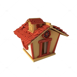 3D卡通小木屋元素