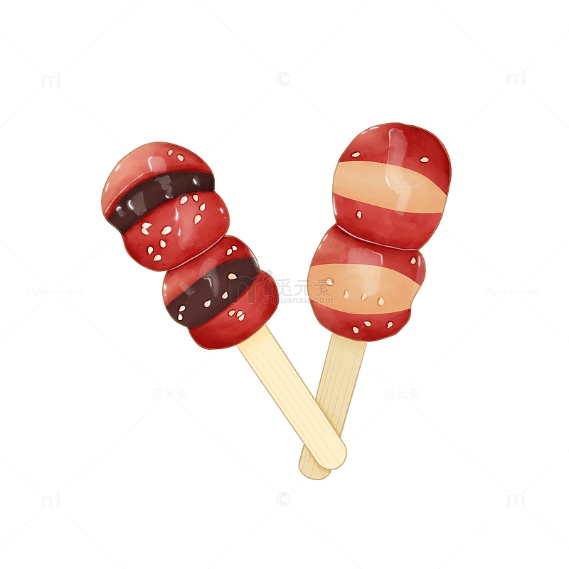 红色糯米冰糖葫芦美食甜品手绘元素