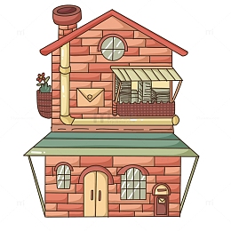 橙色小清新房屋手绘图