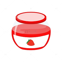 美味甜蜜草莓酱早餐面包蘸酱卡通插画元素