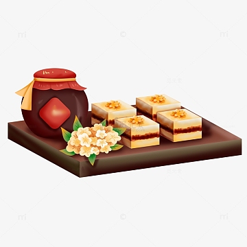 手绘秋天桂花糕美食装饰元素